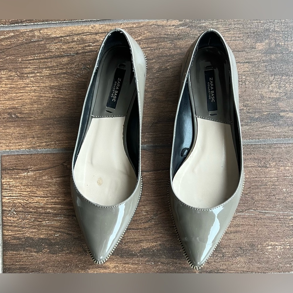 Zara Gray Patent Flat